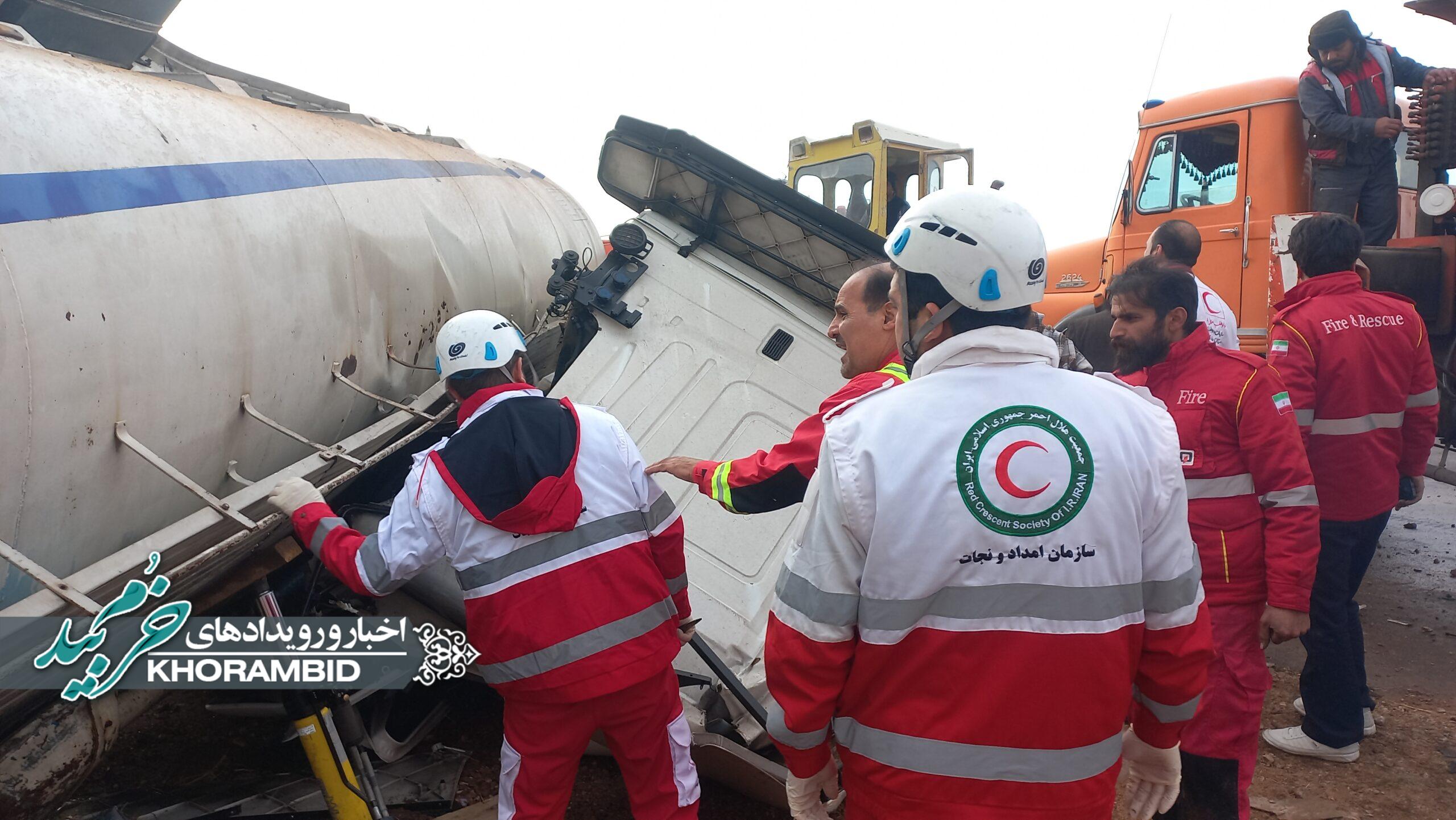 واژگونی تریلر حمل سوخت در جاده صفاشهر به سعادتشهر با ۲ مصدوم واژگونی تریلر حمل سوخت در جاده صفاشهر به سعادتشهر با ۲ مصدوم