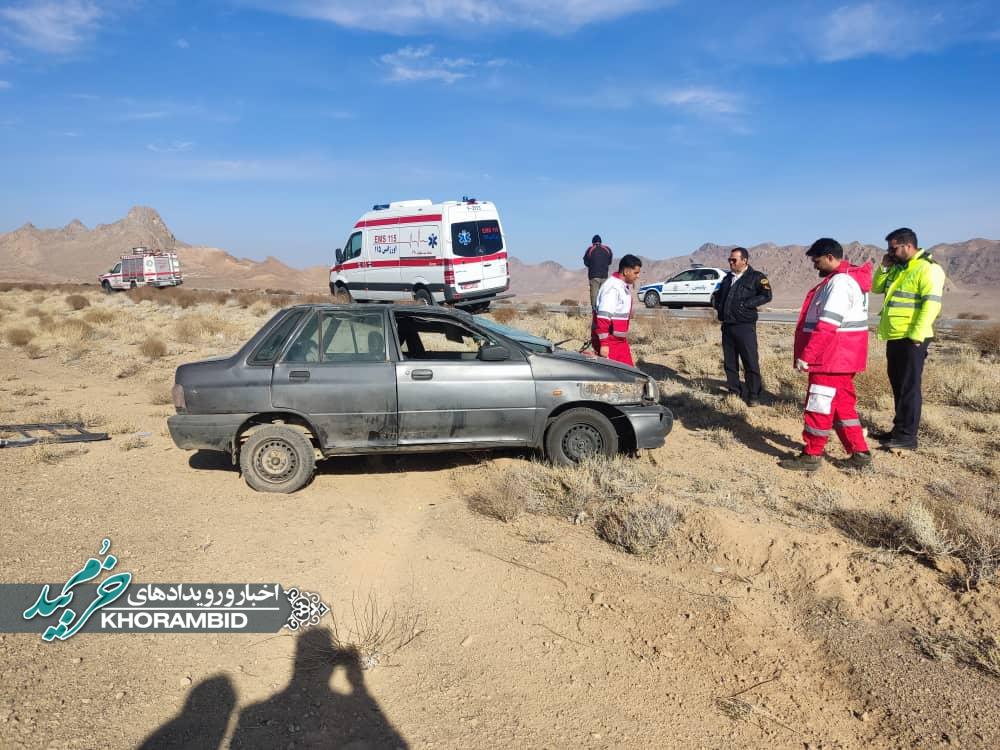 واژگونی سواری پراید در جاده آباده به صفاشهر با یک مصدوم