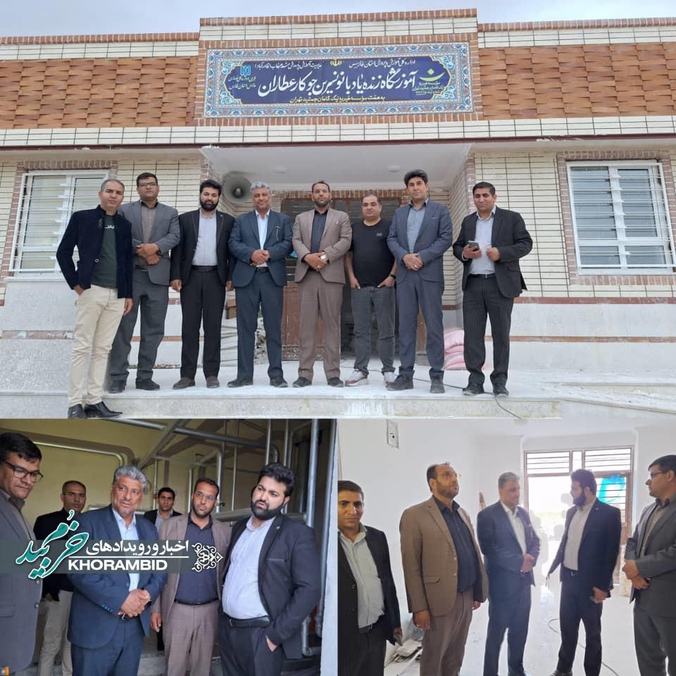 بازدید فرماندار وبخشدار از آموزشگاه در حال ساخت زنده یاد بانو نسرین جوکار عطاران روستای خیرآباد
