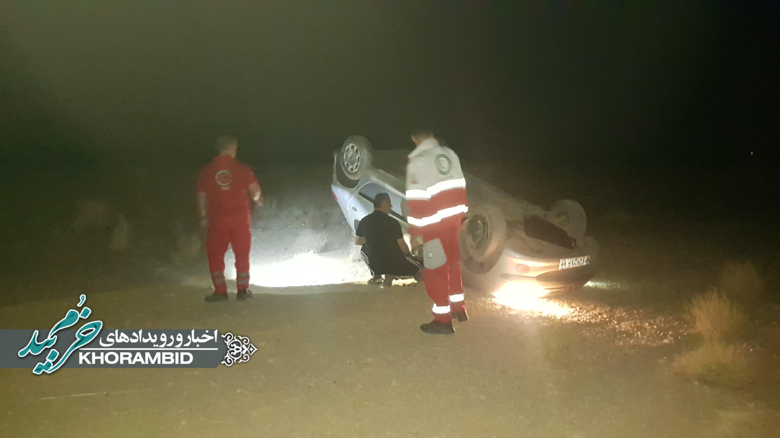 واژگونی پژو ۲۰۶در جاده صفاشهر به آباده