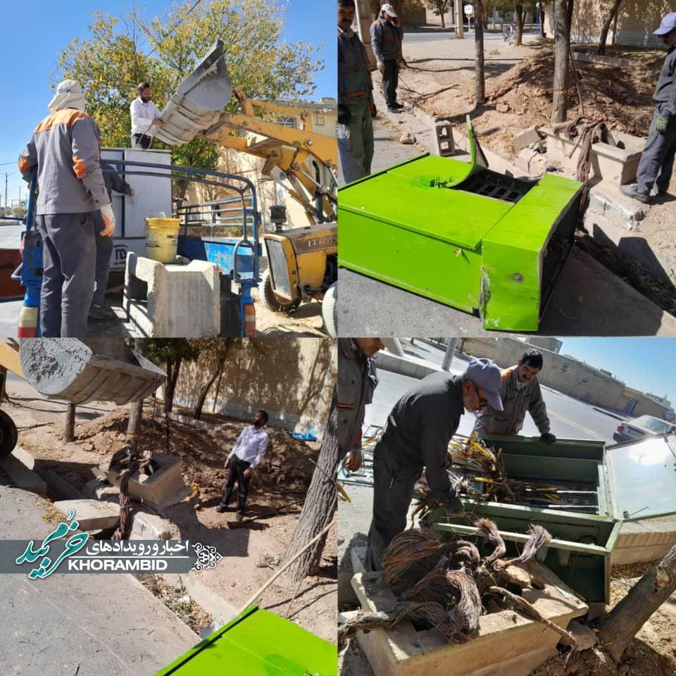 تلاش شبانه‌روزی کارکنان مخابرات برای بازسازی کافوی آسیب‌دیده شهرک باهنر