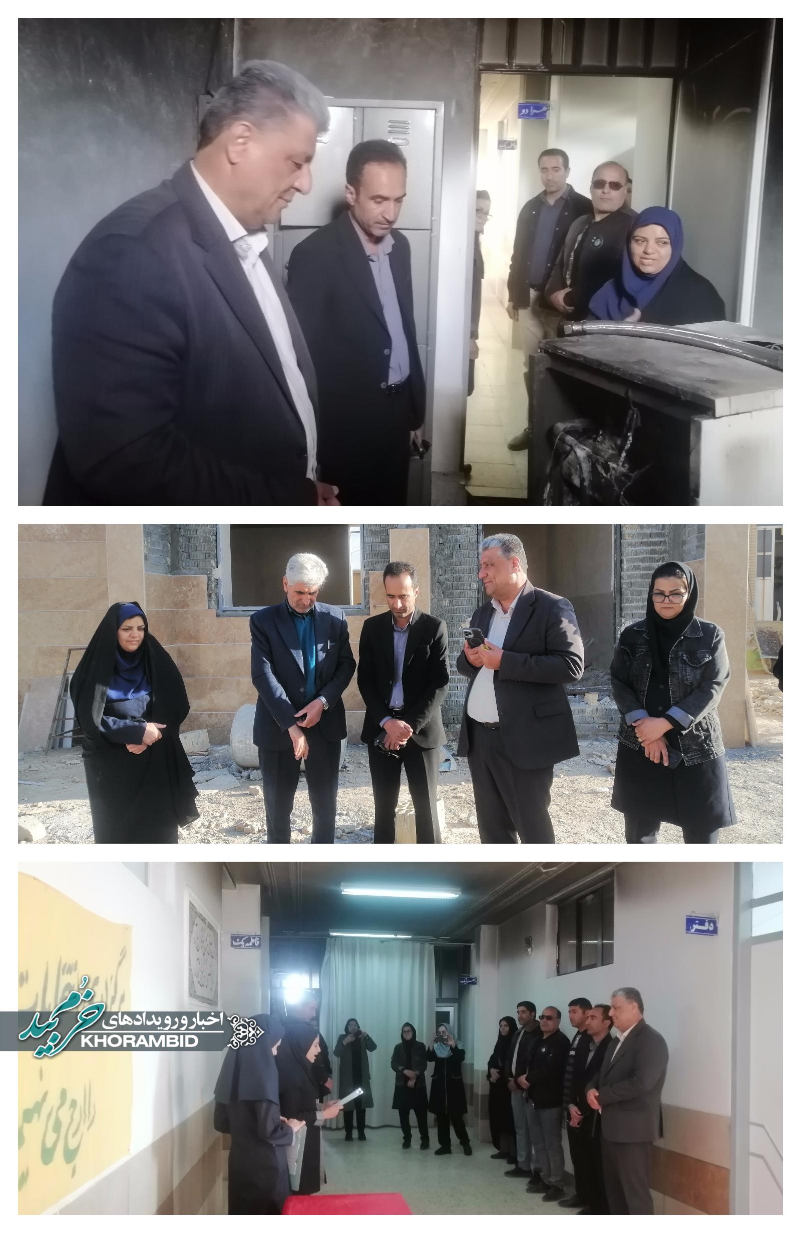 گزارش رسیدگی فرماندار خرم‌بید به حادثه آتش‌سوزی دبیرستان دخترانه فاطمه‌الزهرا (س)