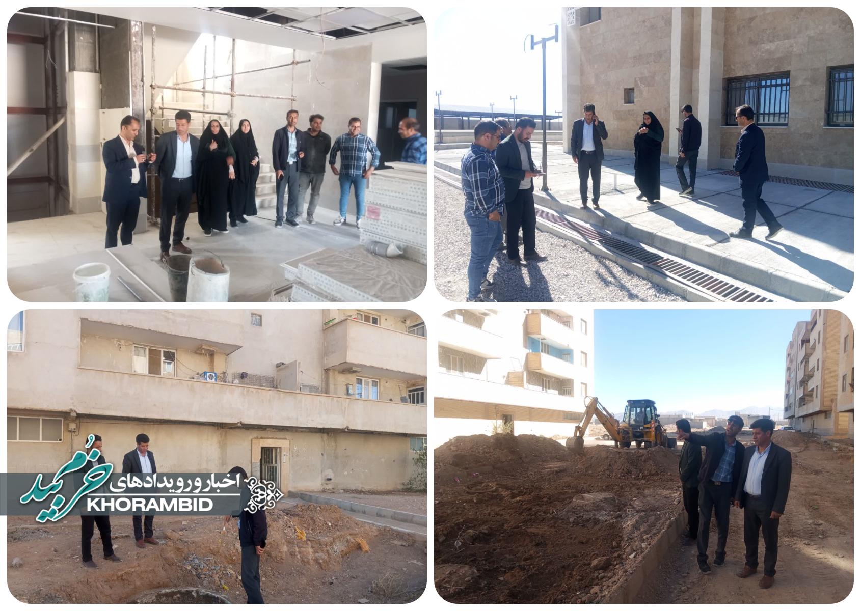 بازدید معاون برنامه‌ریزی فرمانداری خرم‌بید از روند ساخت بیمارستان تأمین اجتماعی و بررسی میدانی مشکلات مسکن مهر