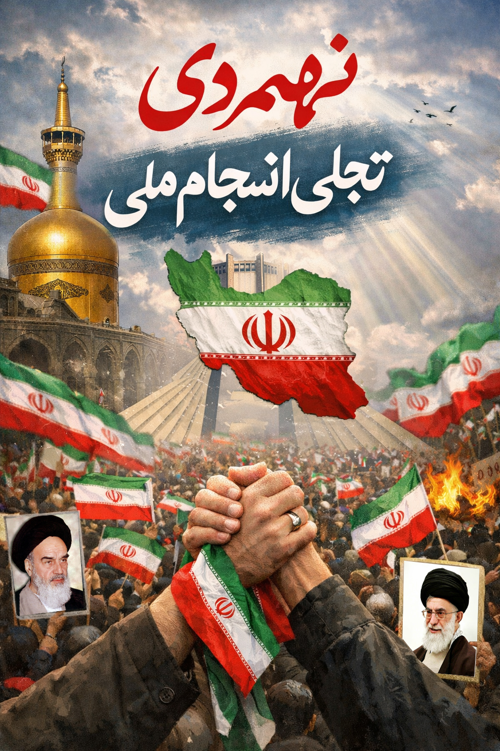 پوستر شعار ملی و محوری روز ۹ دی ۱۴۰۴، نهم دی تجلی انسجام ملی
