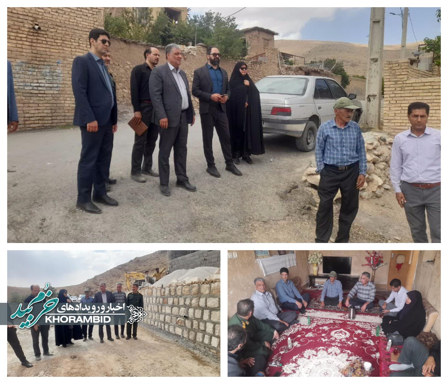 بازدید فرماندار خرم بید از روستای خورجان / بررسی عملیات حائل‌بندی و بهسازی بافت روستایی