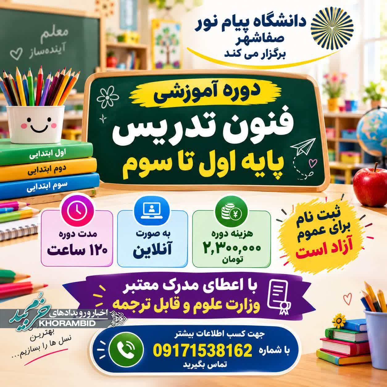 برگزاری دوره آموزشی فنون تدریس پایه اول تا سوم