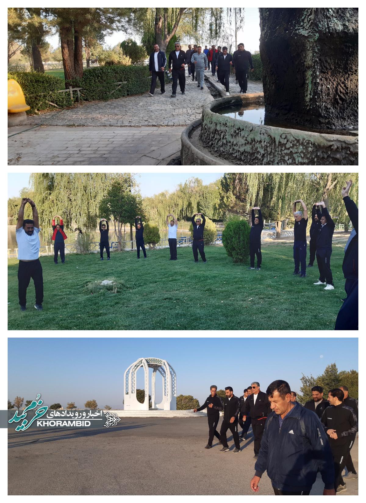 ورزش صبحگاهی کارکنان ادارات خرم بید با حضور فرماندار در پارک سعدی برگزار شد