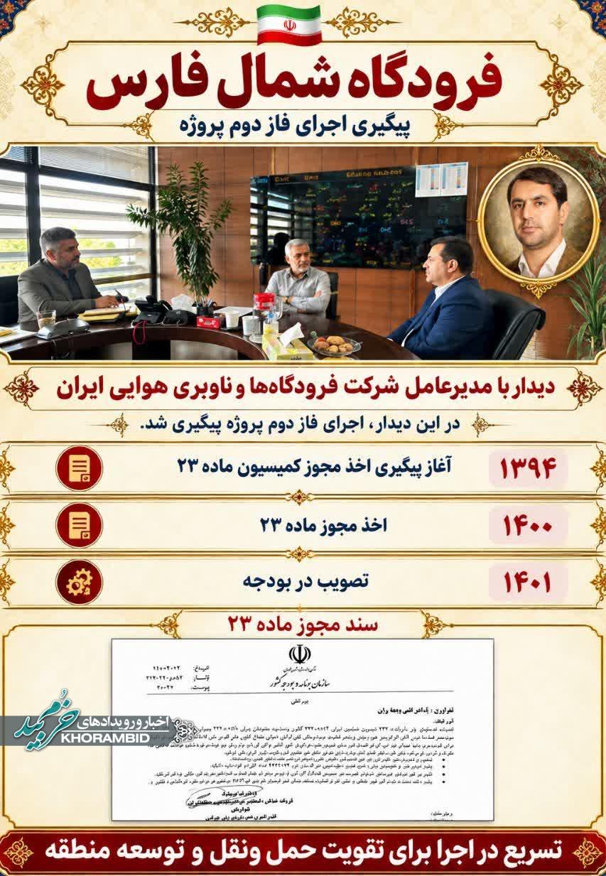 گامی دیگر در مسیر تکمیل فرودگاه شمال فارس