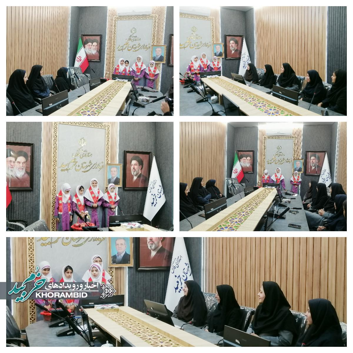 حضور دانش‌آموزان دبستان برکت زینبیه در فرمانداری خرم بید به مناسبت هفته سلامت بانوان / تقدیر از بانوان شاغل و ارائه پیام‌های آموزشی