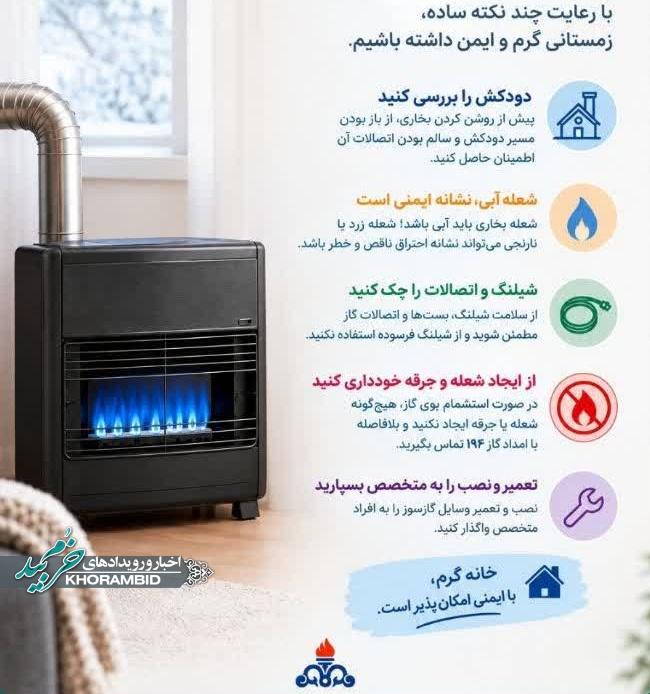 هشدار شرکت گاز فارس: رعایت نکات ایمنی برای پیشگیری از خطر گازگرفتگی در فصل سرد